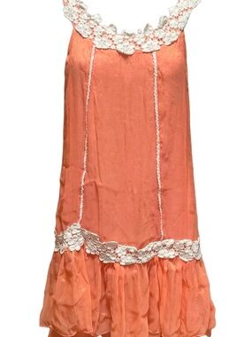 Peach Crochet-Trim Sleeveless Sundress